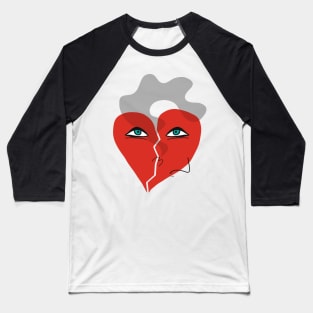 Funny Smoking Broken Heart Pop Art Baseball T-Shirt